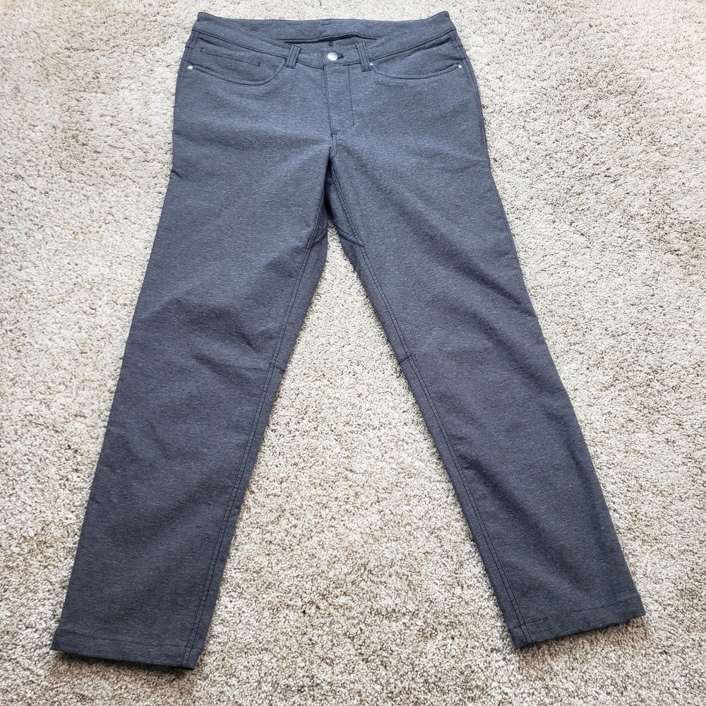 Lululemon ABC Pants Mens 31 Gray Ponte Slim Jegging Stretch Pockets Flat Zip